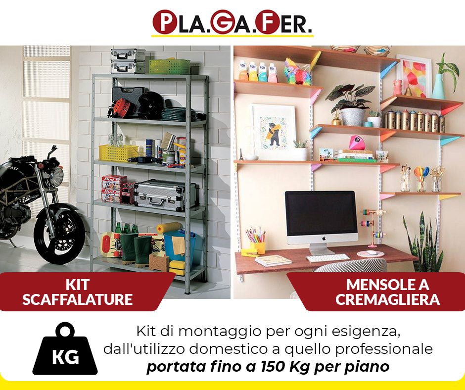 Kit di montaggio scaffali e mensole a cremagliera